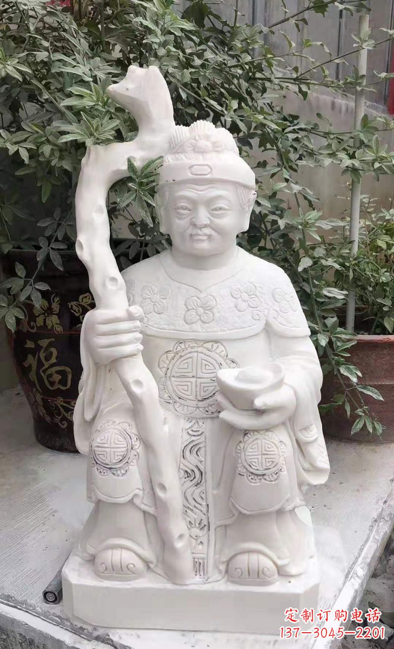 威海大理石土地公土地婆雕塑寺庙神像石雕