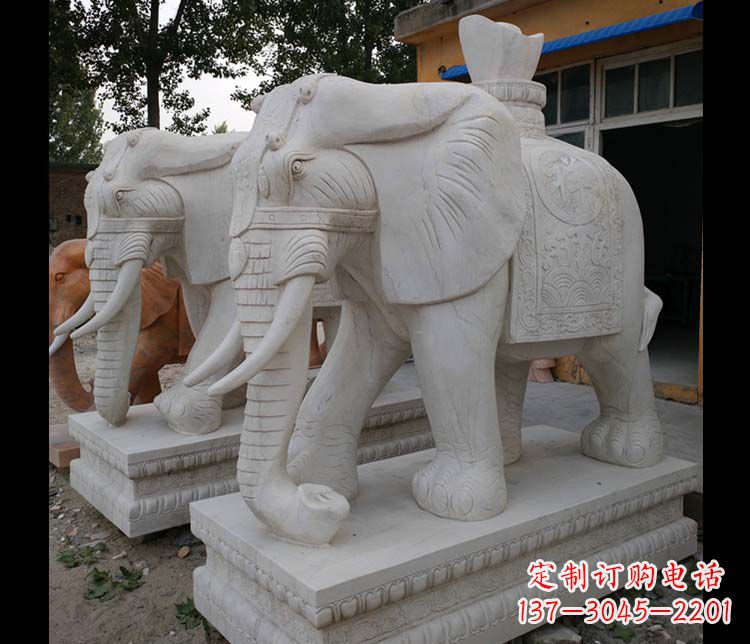 威海大理石大象雕塑,招财进宝