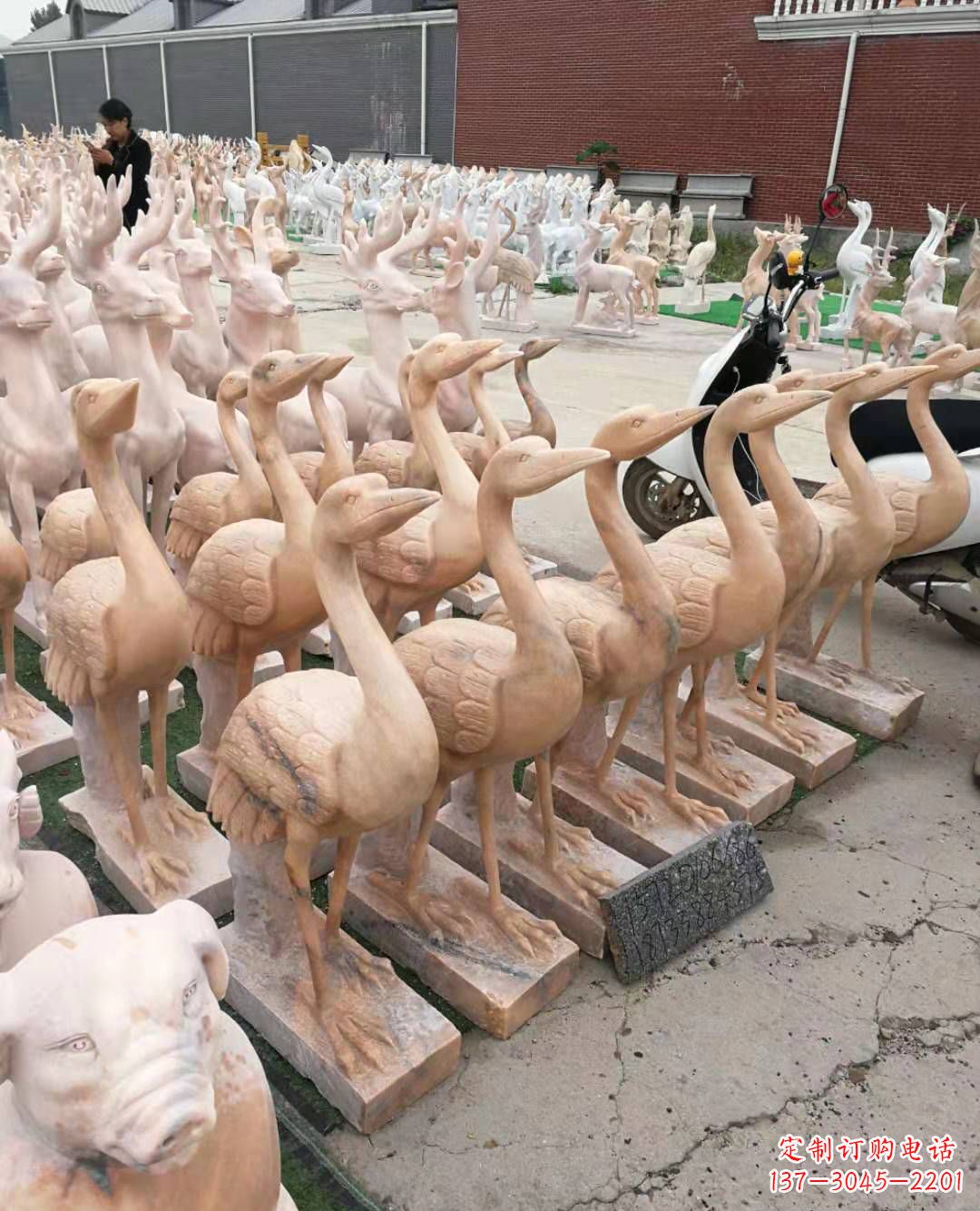 威海丹顶鹤大理石雕塑