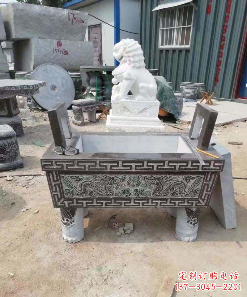 威海精美大理石香炉雕塑