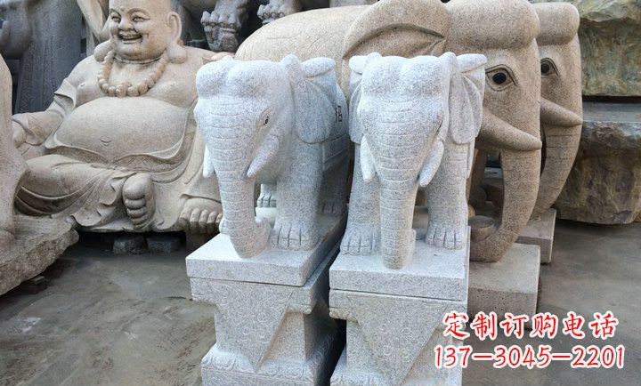 威海大理石大象雕塑 招财进宝