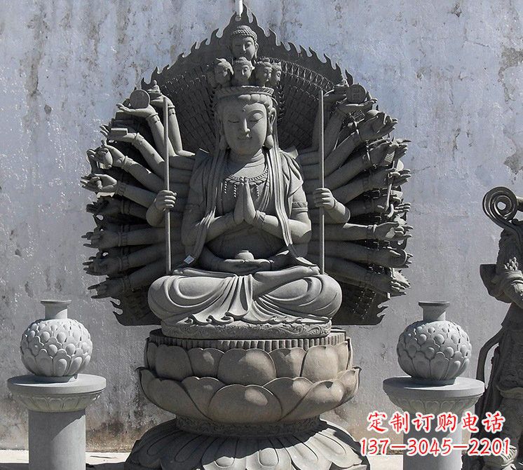 威海宗教庙宇千手观音大理石雕塑