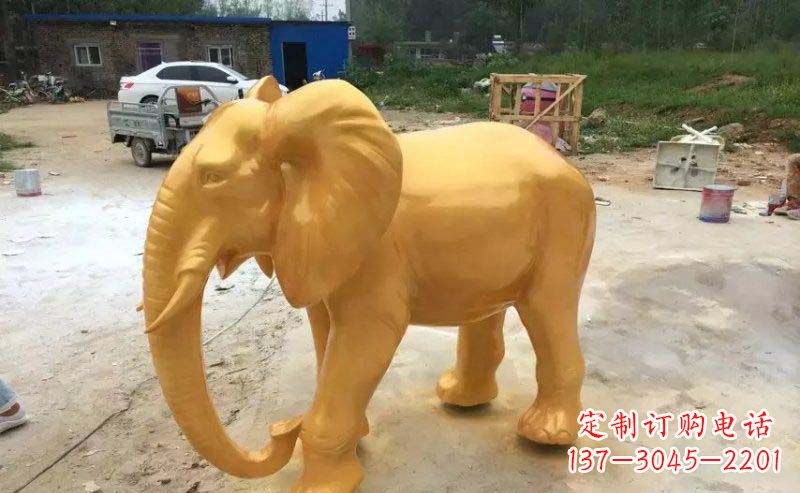 威海精美的大象玻璃钢仿铜雕塑