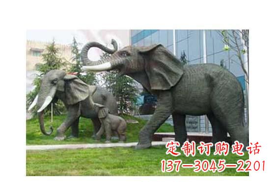 威海大象一家三口铜雕
