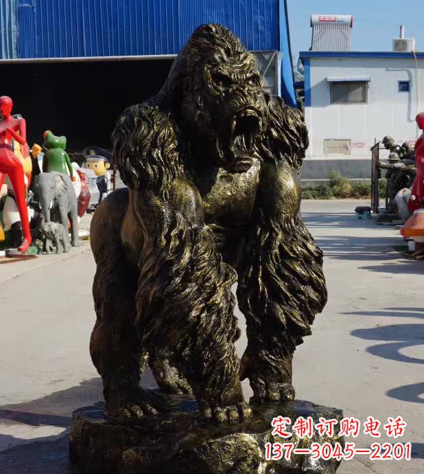 威海中领雕塑精美的猩猩铜雕