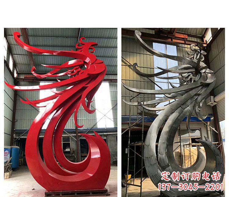 威海优雅凤凰不锈钢摆件雕塑