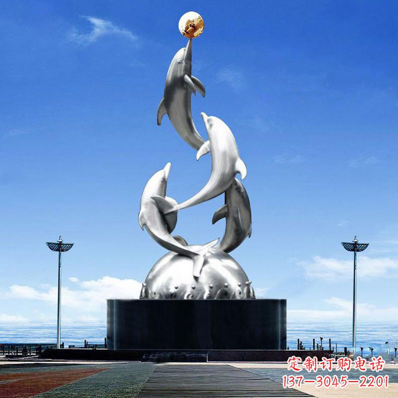 威海引领潮流的不锈钢海豚雕塑