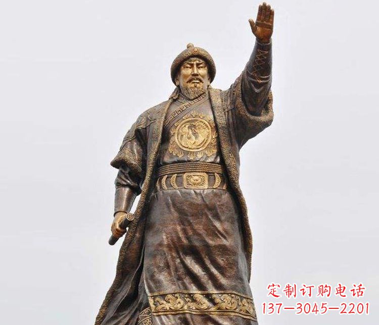 威海传承历史的风采成吉思汗铜雕