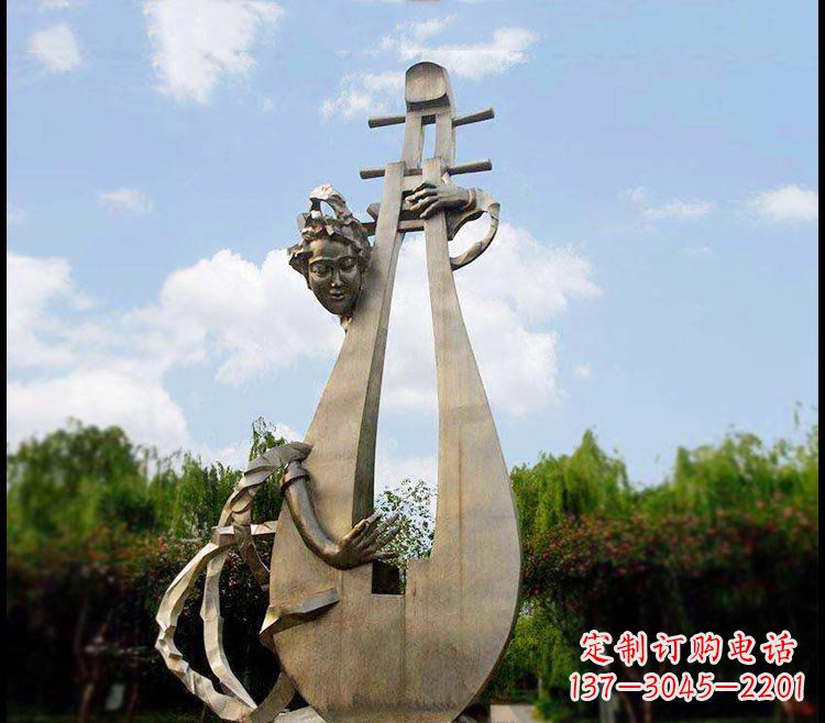 威海精美铜雕琵琶雕塑