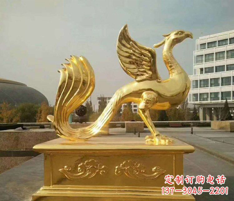 威海中领雕塑传承凤凰之美的大型铜雕塑
