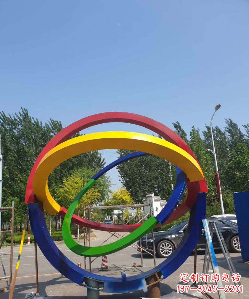 威海大型不锈钢广场圆环景观雕塑