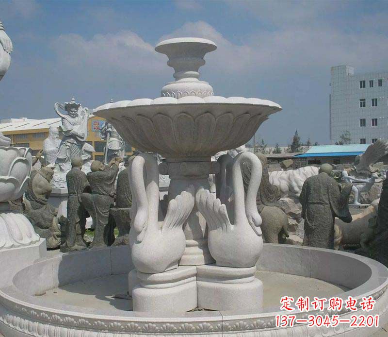 威海汉白玉高端天鹅雕塑