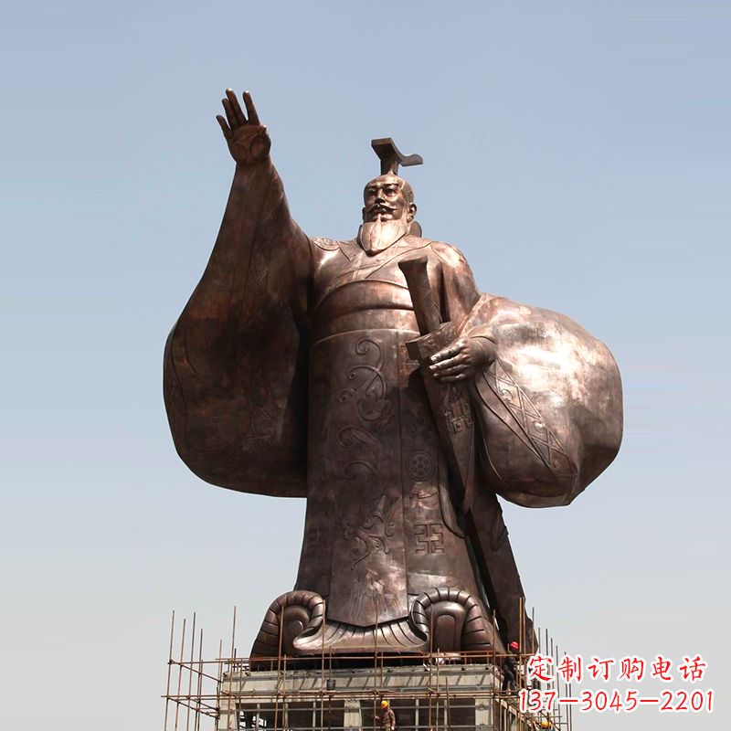 威海传承历史风采,精美秦始皇铜雕塑