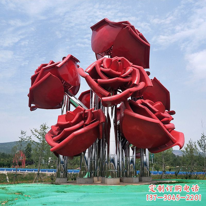 威海精美不锈钢玫瑰花景观雕塑