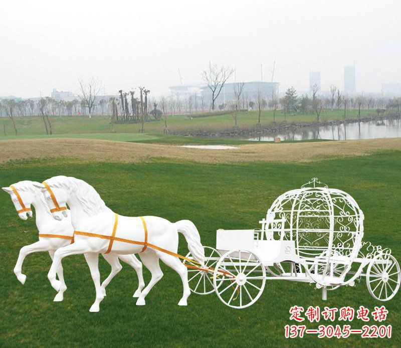 威海优雅迷人的欧式马车动物玻璃钢雕塑