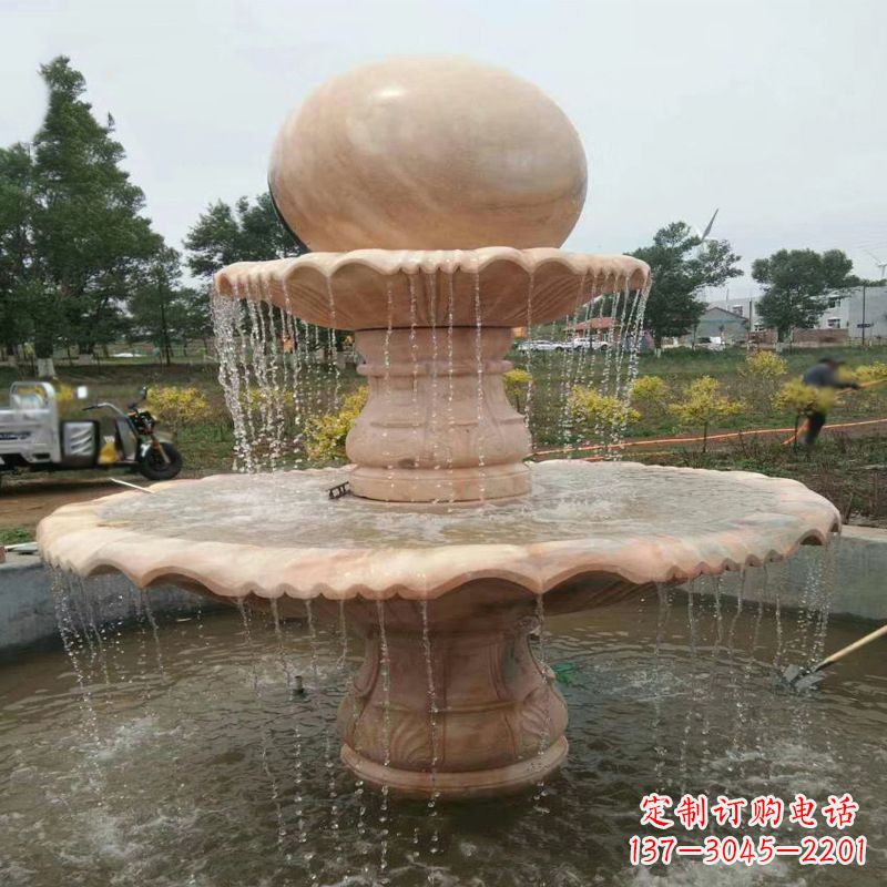 威海大型石材风水球-公园园林水景喷泉雕塑