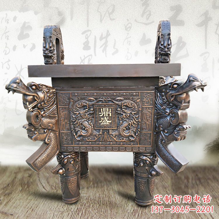 威海典雅双龙四龙铜鼎雕塑