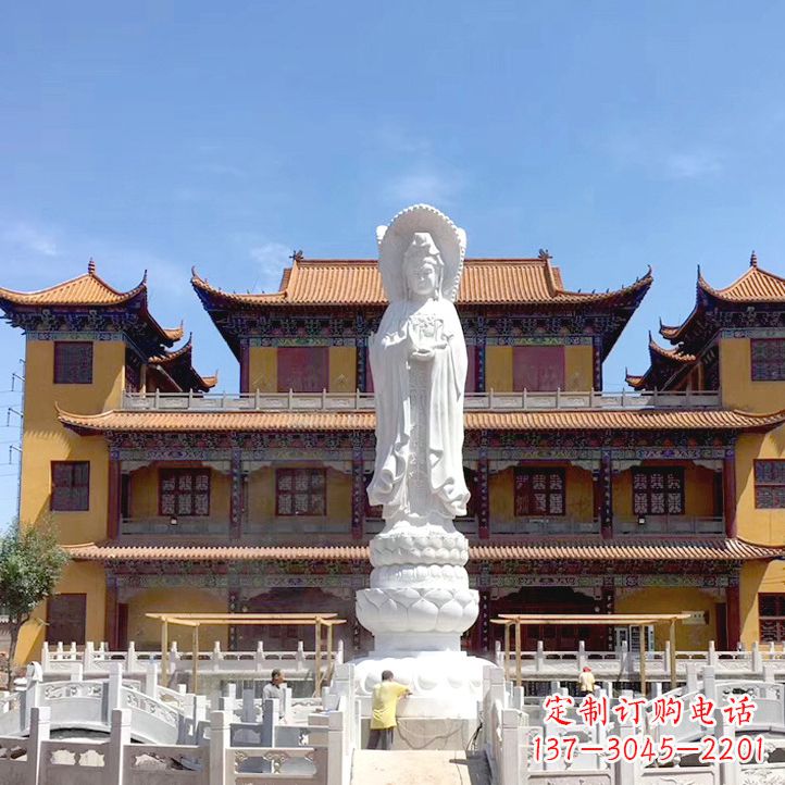 威海精美汉白玉观音石雕塑
