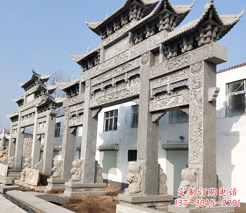 威海五门仿古牌坊石雕