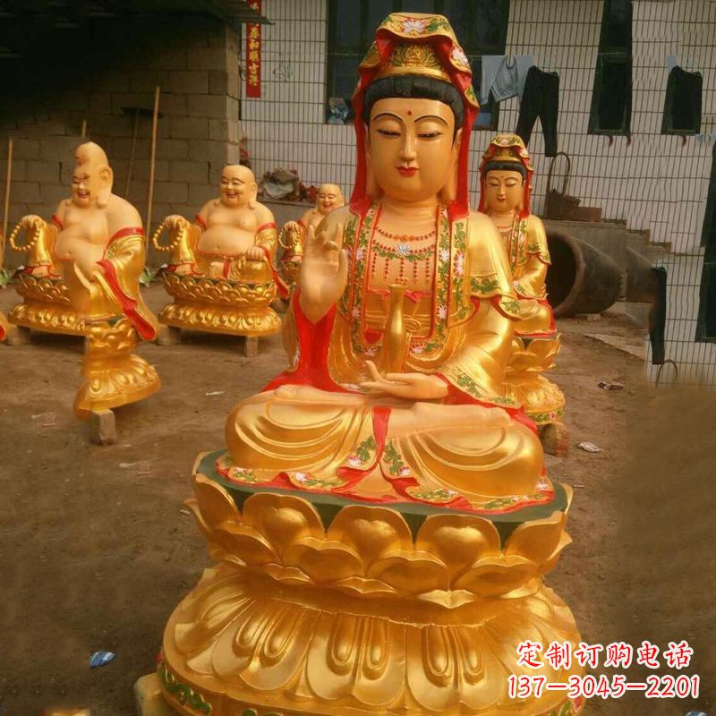 威海完美体现观音神性的铸铜观音雕塑