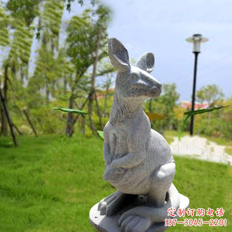 威海高品质袋鼠雕塑,精致石雕摆件