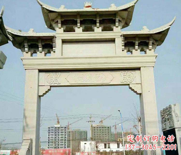 威海单门道路牌坊石雕