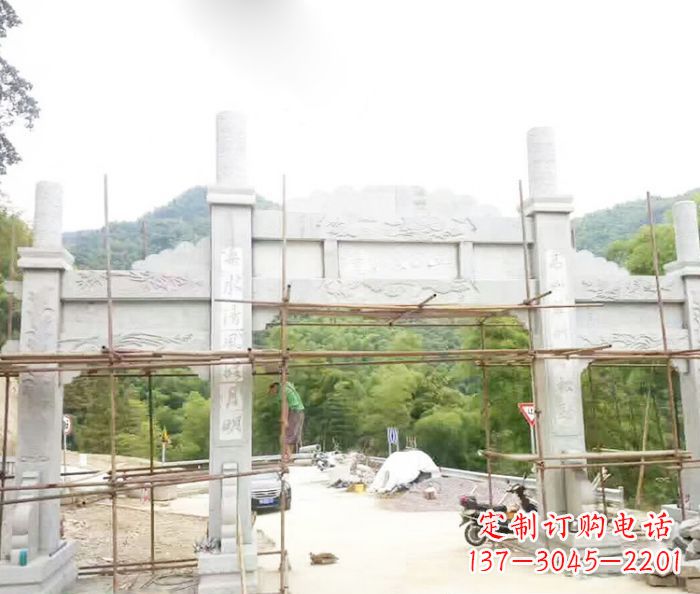 威海道路三门牌坊石雕 (3)