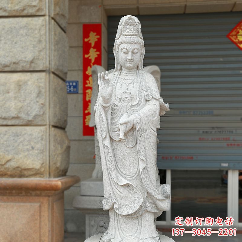 威海滴水观音青石佛像雕塑
