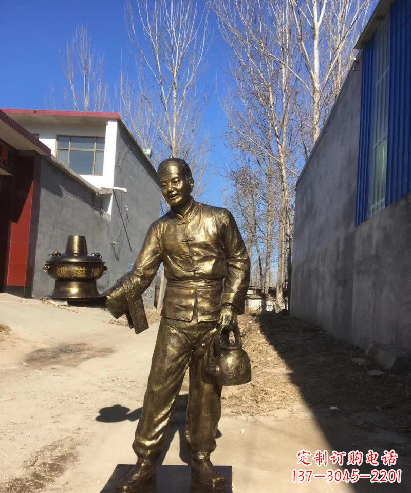 威海店小二铜雕火锅人物定制