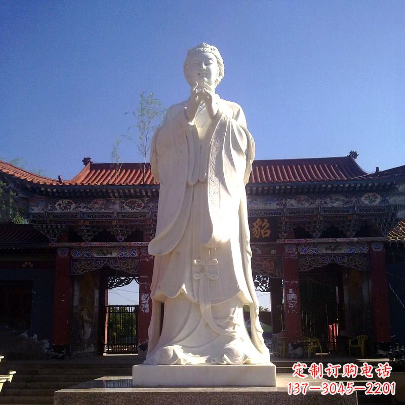 威海貂蝉汉白玉石雕像-景区园林历史名人古代四大美女