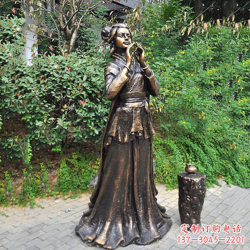 威海貂蝉铜雕塑像-公园古代美女人物雕塑
