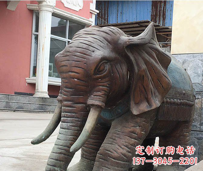 威海动物大象公园铜雕摆件