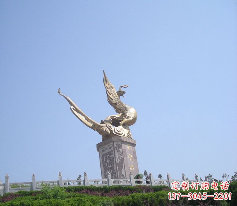威海传统工艺精美凤凰铜雕塑