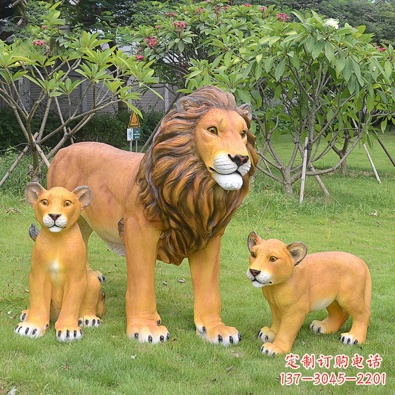 威海古典风格仿真狮子雕塑摆件
