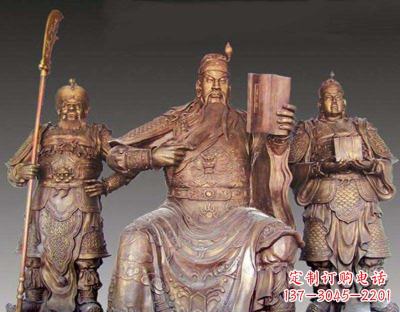 威海中领雕塑艺术以关公武财神铜雕塑荣耀家中