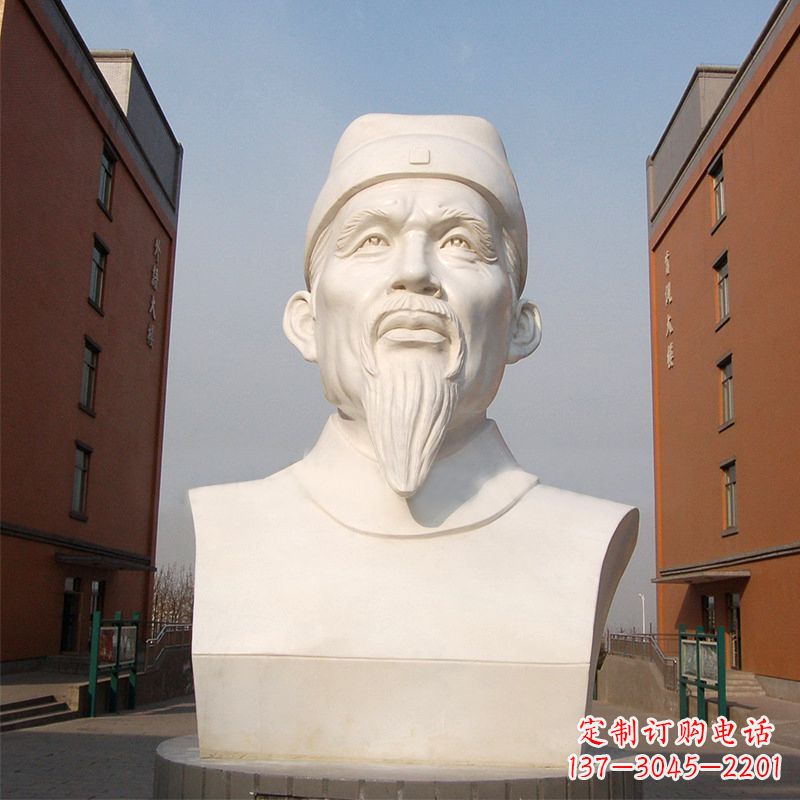 威海杜甫石雕像-学校校园历史名人唐代著名诗人头像