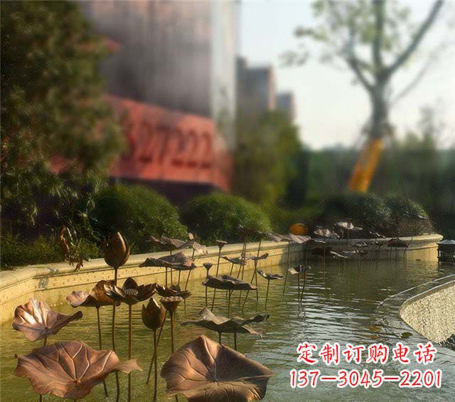 威海荷叶风情传承——锻铜荷花荷叶小区景观雕塑
