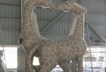 威海大理石艺术精美长颈鹿雕塑