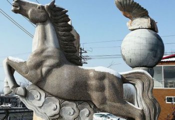 威海大理石马踏祥云石雕