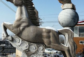 威海大理石马踏祥云雕塑