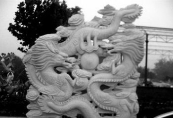 威海精美大理石双龙雕塑