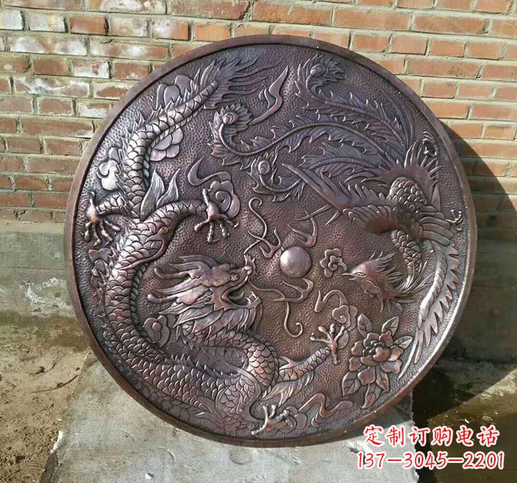 威海传统工艺锻铜龙凤雕塑