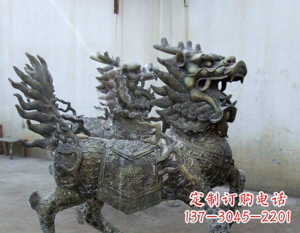 威海精致手工铜麒麟雕塑