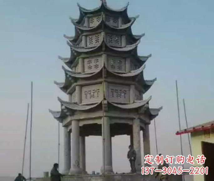 威海多层八角凉亭石雕