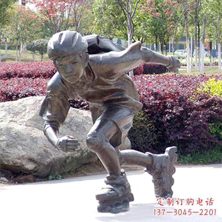 威海精致童话,铜雕刻儿童滑旱冰园人物情景