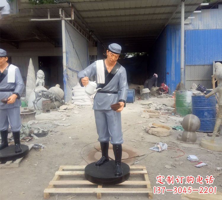 威海铝合金仿真店小二雕塑