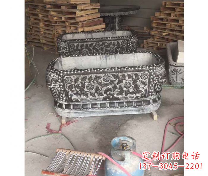 威海仿古石水缸雕塑