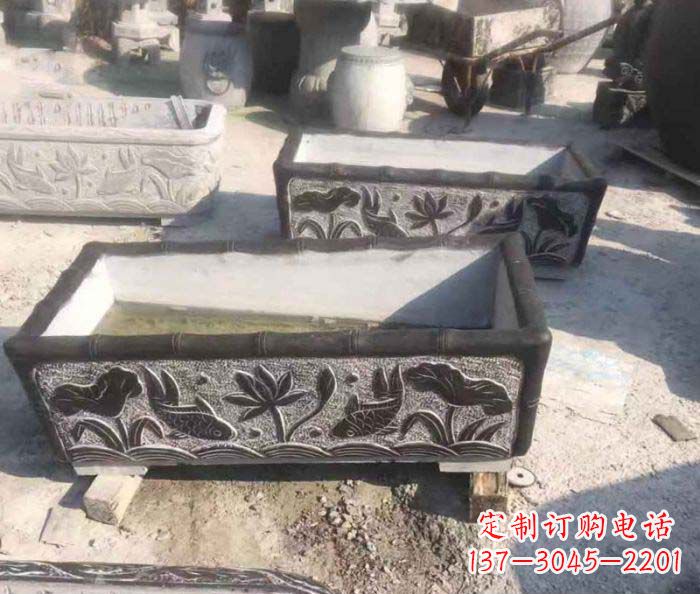 威海精美仿古石水缸雕塑