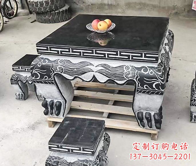 威海中领雕塑方形仿古石桌凳