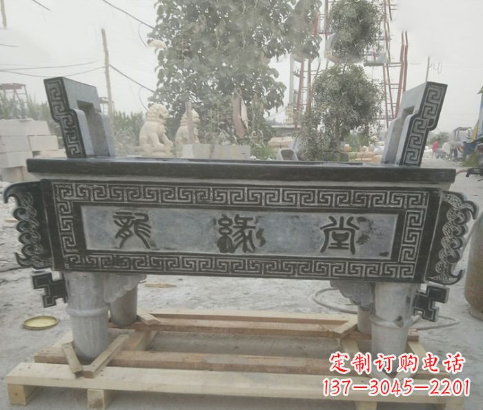 威海方形四足香炉石雕艺术品